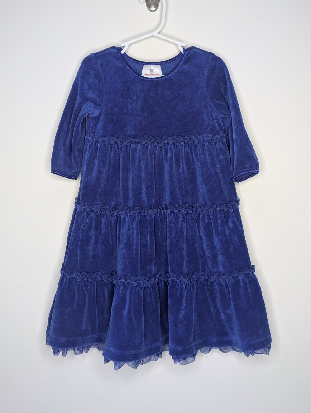 Hanna Andersson Blue Velvet Dress 100 4